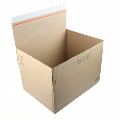 Automatic bottom boxes with adhesive closure